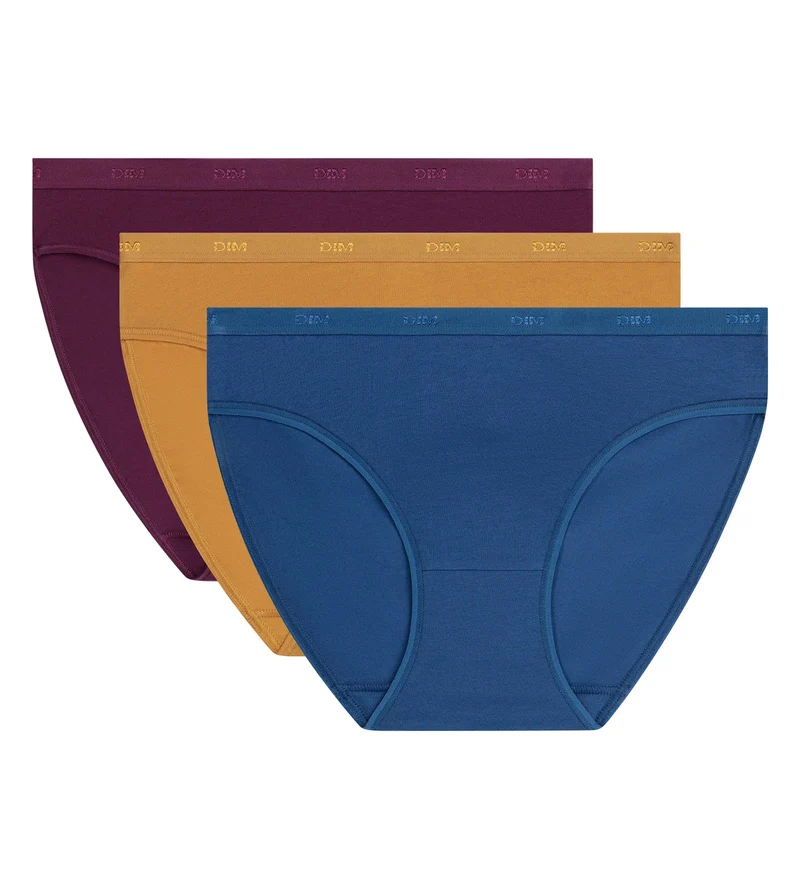 3er-Pack Damen-Slips Marine Royale Les Pockets Ecodim