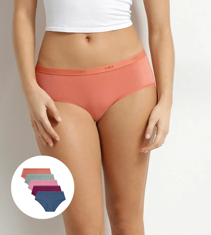 5er-Pack Damen-Boxershorts aus Stretch-Baumwolle Rosa Blau Les Pockets Ecodim