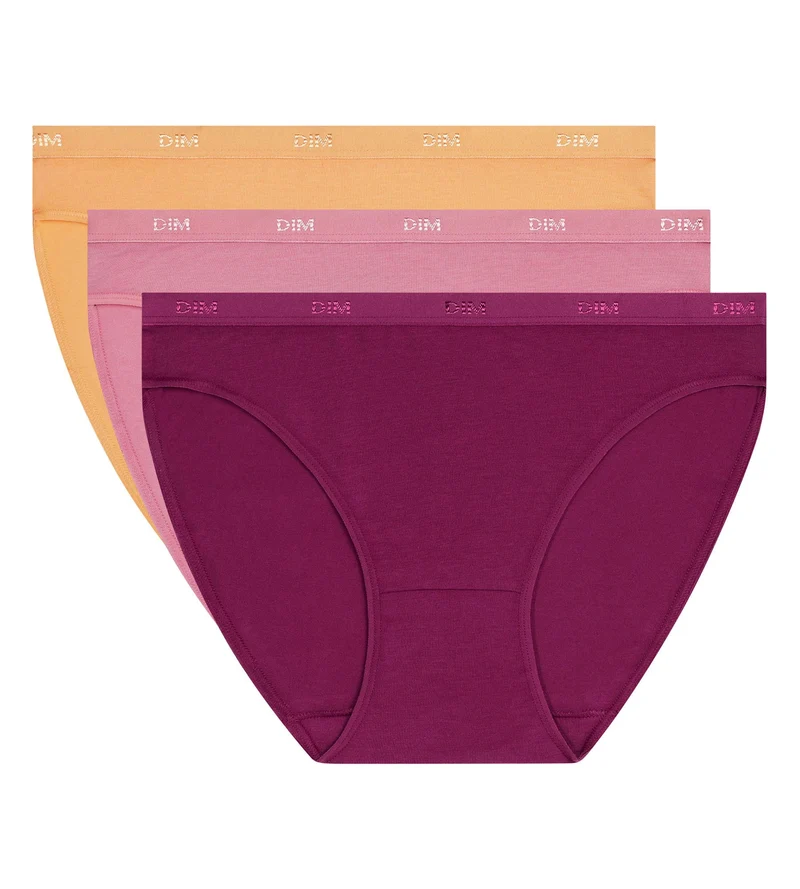 3er-Pack Damen-Slips aus Stretch-Baumwolle Rose Orange Les Pockets Ecodim