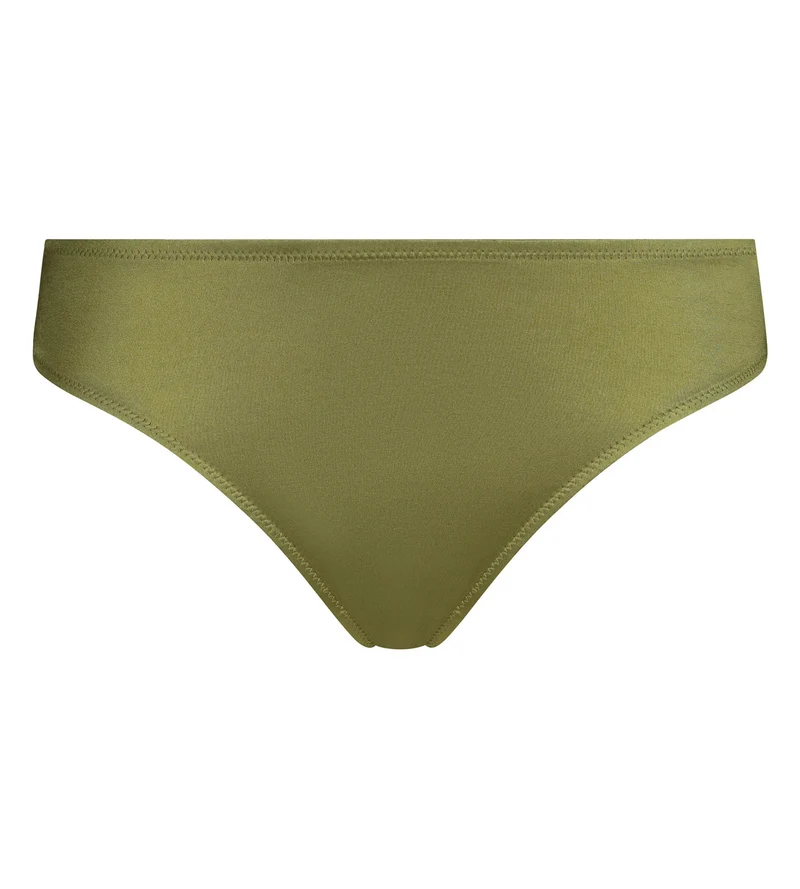 Damen-Slip aus satinierter Mikrofaser in Khaki-Grün Silk Radiance
