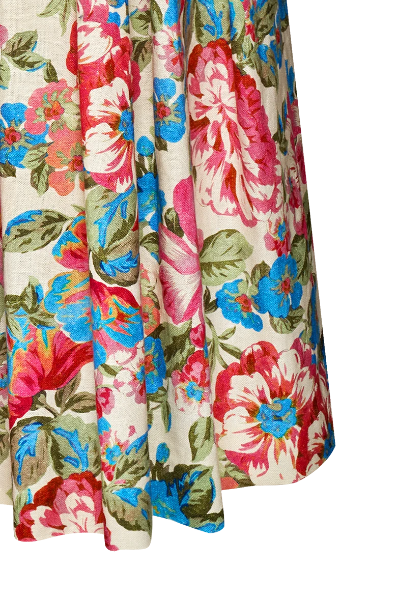 Blusenkleid mit floralem Leinenrock