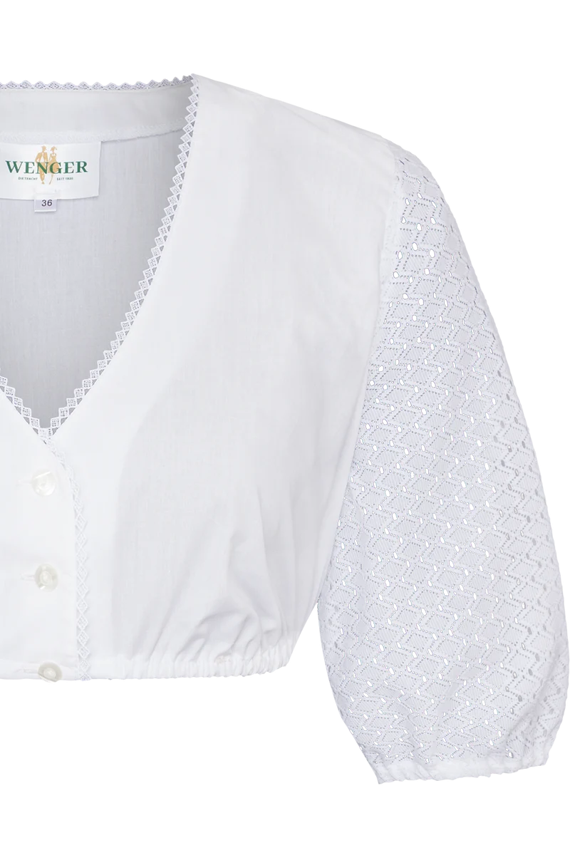 Dirndlbluse mit halblangen Spitzen-Ärmeln