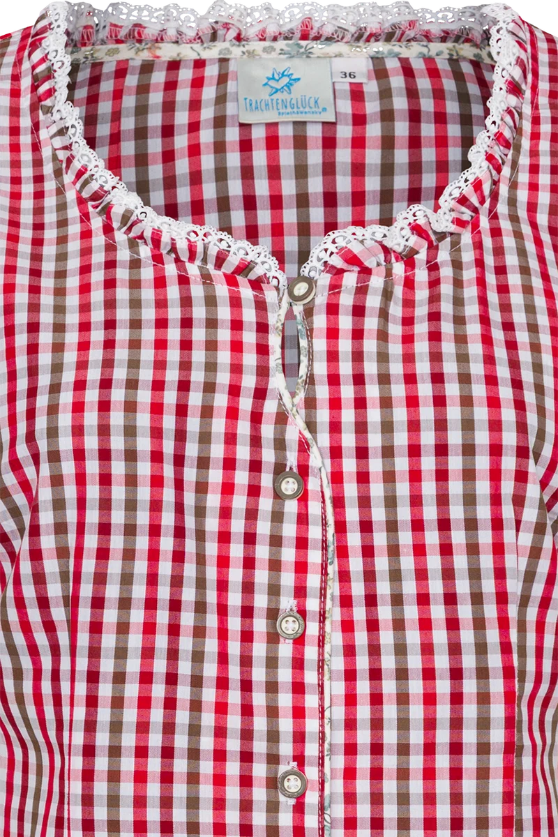 Damen Trachtenbluse kariert Kurzarm - rot