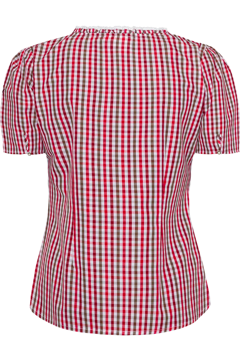 Damen Trachtenbluse kariert Kurzarm - rot