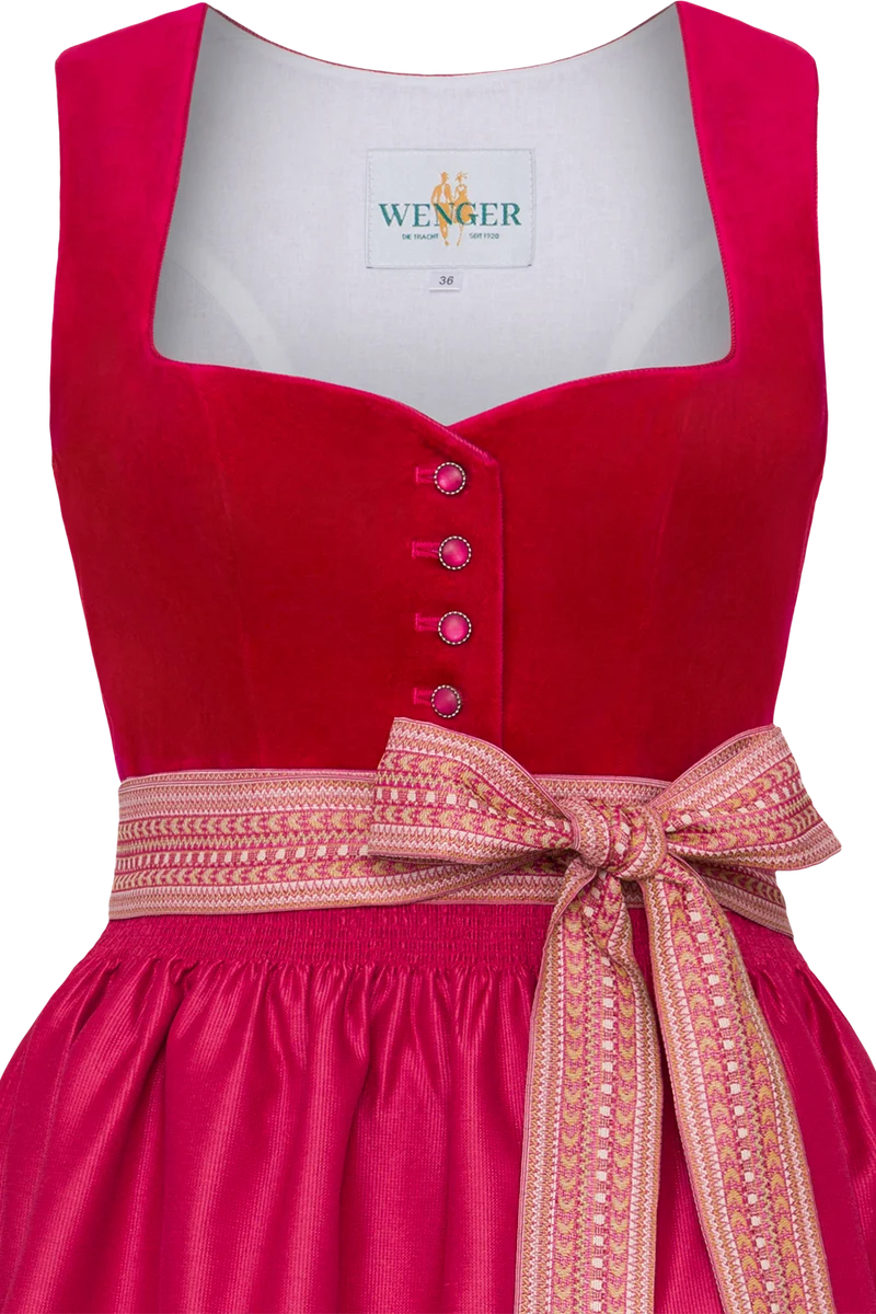 Midi-Dirndl mit Baumwollsamt-Mieder