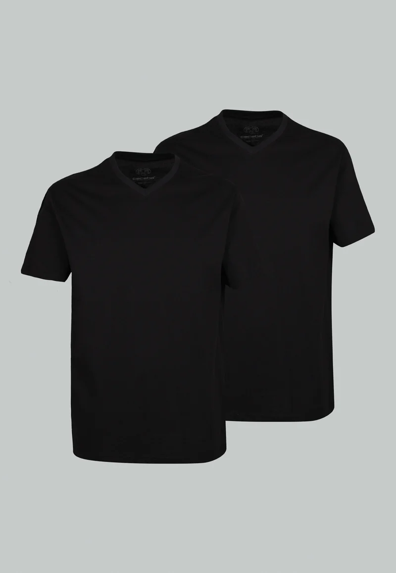 CECEBA Shirt, 1/2, V-Ausschnitt 2er Pack black