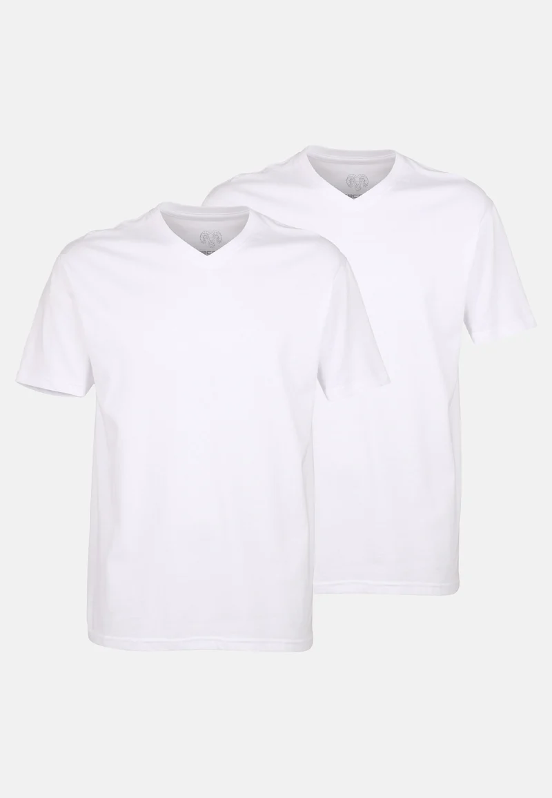 CECEBA Shirt, 1/2, V-Ausschnitt 2er Pack weiss