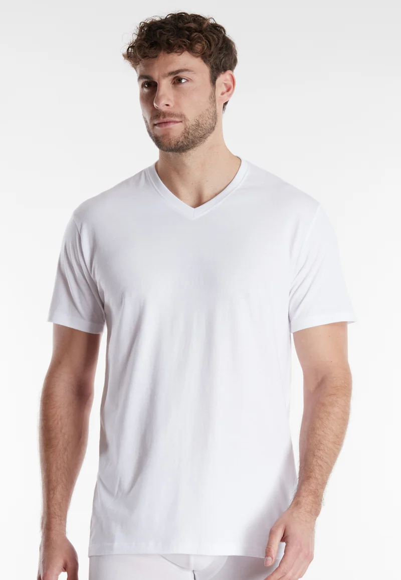 CECEBA Shirt, 1/2, V-Ausschnitt 2er Pack weiss