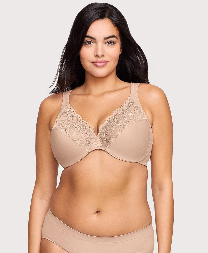 Low Cut WonderWire Lace Bra Cafe