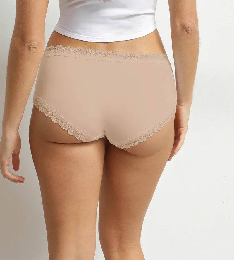 Damenboxershorts aus Mikrofaser und Spitze Nude Dim