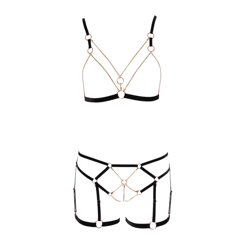 Busenfreies BH Set S-XL aus elastischen Samtbändern "Glamour"
