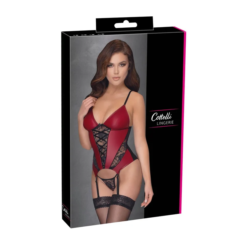 Elegantes Strapshemd Set S-XL mit Spitzen-Einsätzen Rot "Alexandra"