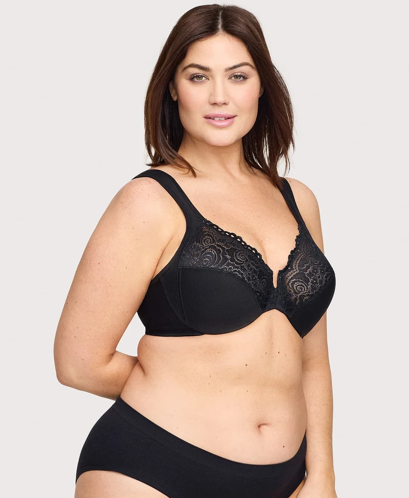 Low Cut WonderWire Lace Bra Black