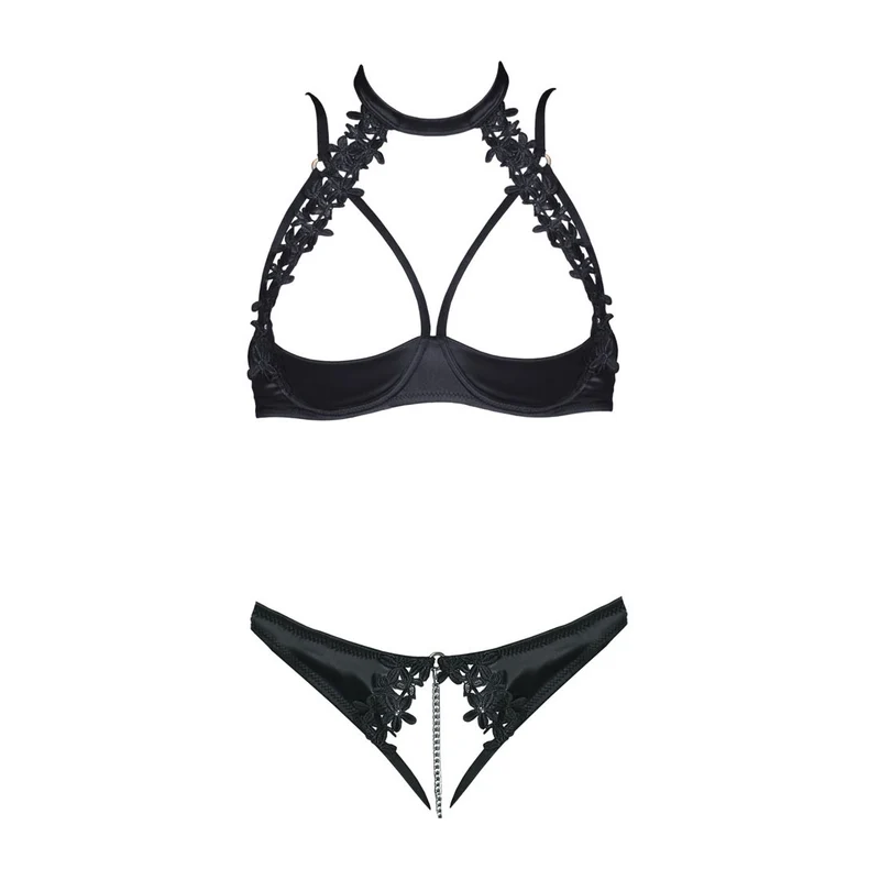 Hebe BH-Set mit Stickerei S-L und abnehmbarer Schritt-Kette "Minette"
