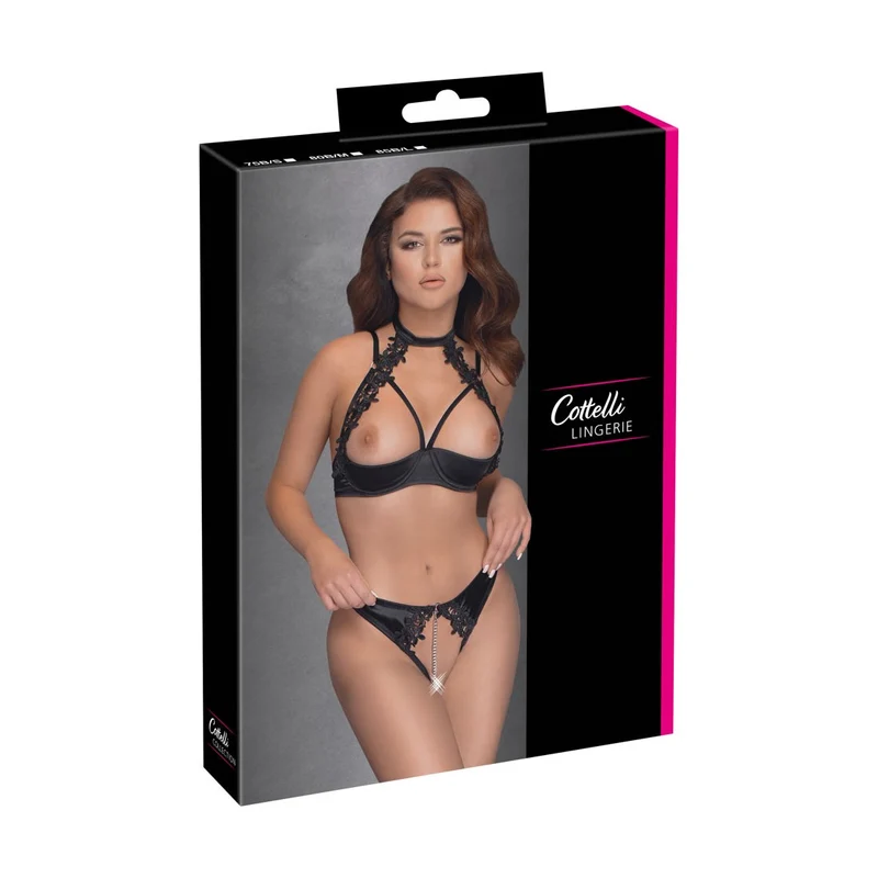 Hebe BH-Set mit Stickerei S-L und abnehmbarer Schritt-Kette "Minette"