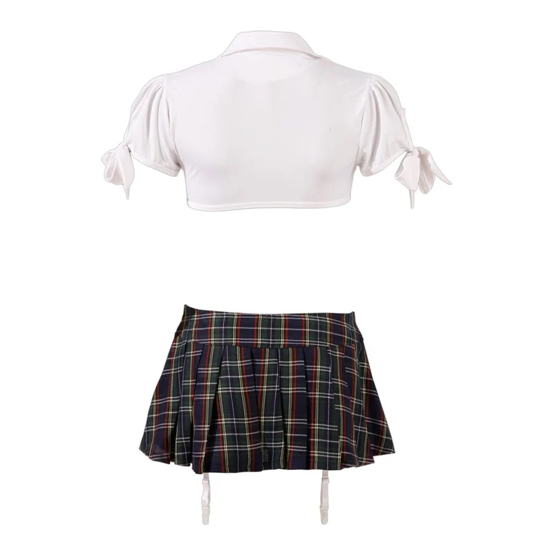 Schulmädchen Kostüm S - XL mit ouvert Straps-String "Jennifer"