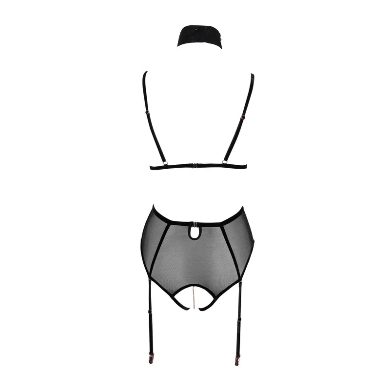 Body ouvert S-XL mit abnehmbaren Strapsen und strassbesetzten Ketten "Felicia"