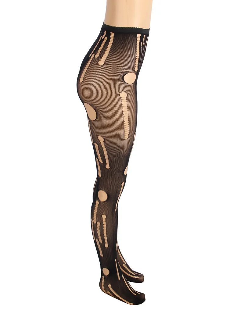 Schwarze sexy zerrissene Netzstrumpfhose