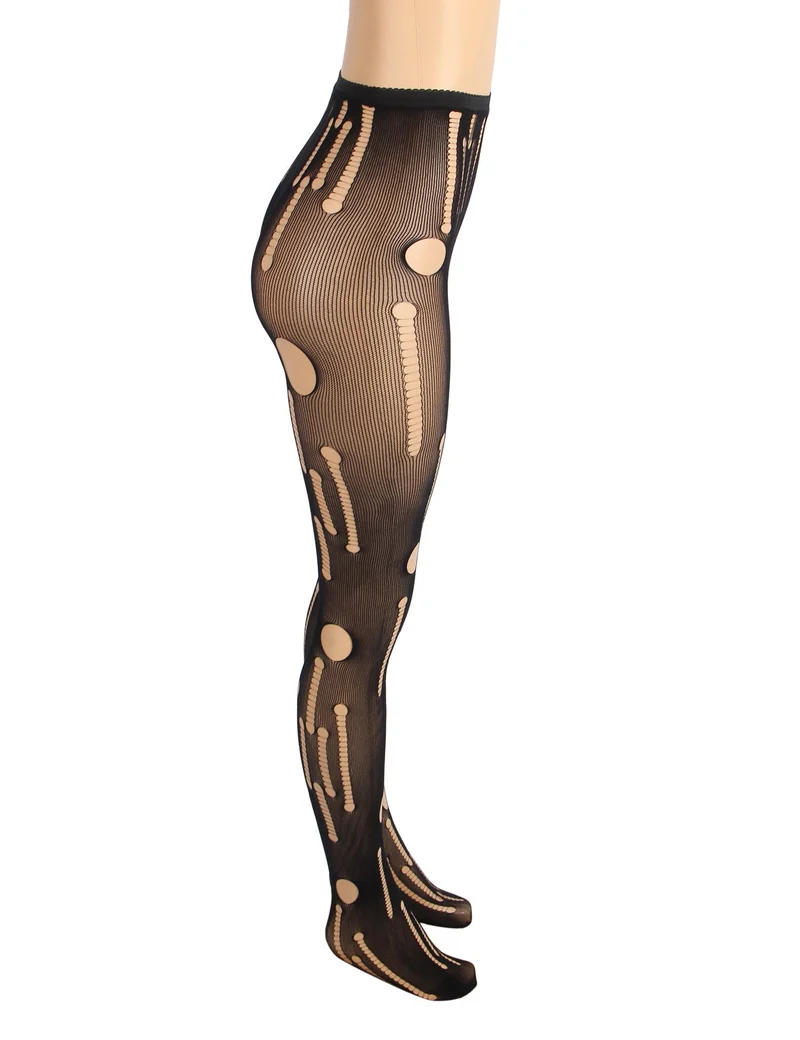 Schwarze sexy zerrissene Netzstrumpfhose