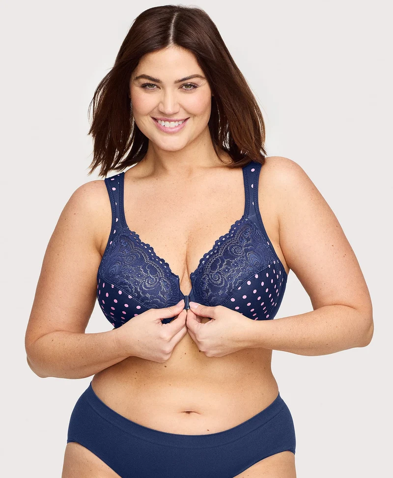 Front-Closure WonderWire Bra Navy Print