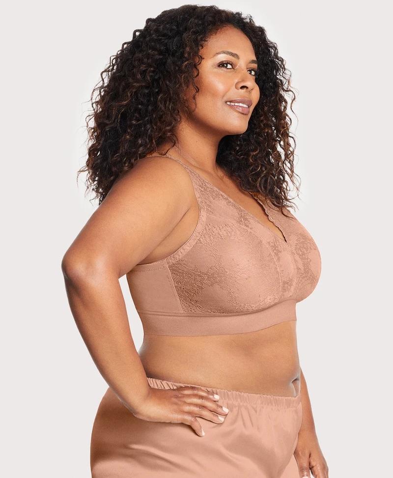 Bramour Lexington Lace Plunge Bralette Cappuccino