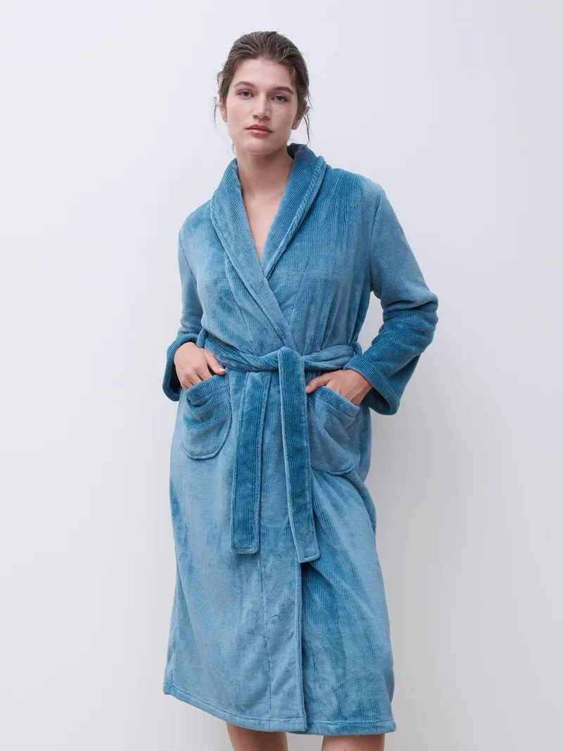 Femilet - Teddy-Bademantel Misty Blue