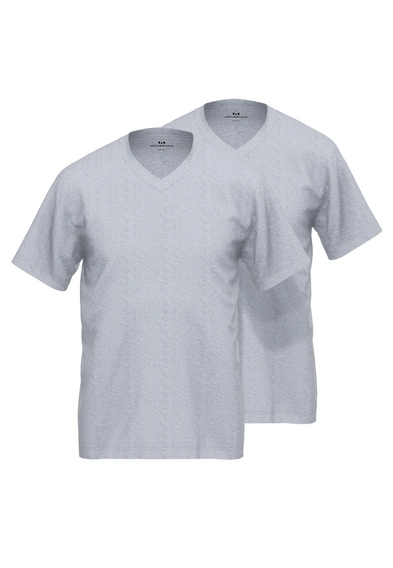 GÖTZBURG Shirt, 1/2, V-Ausschnitt 2er Pack grau-mittel-melange
