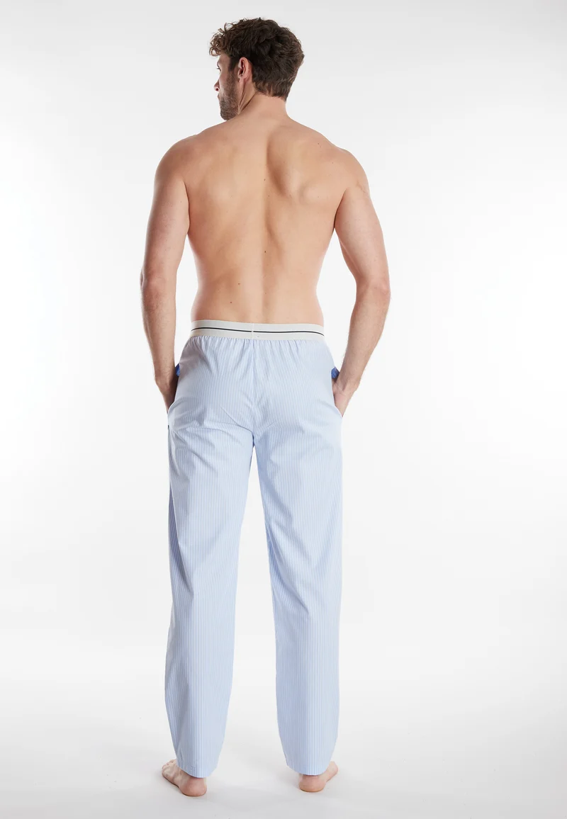 TOM TAILOR Pyjama Hose, lang blau-hell-Streifen