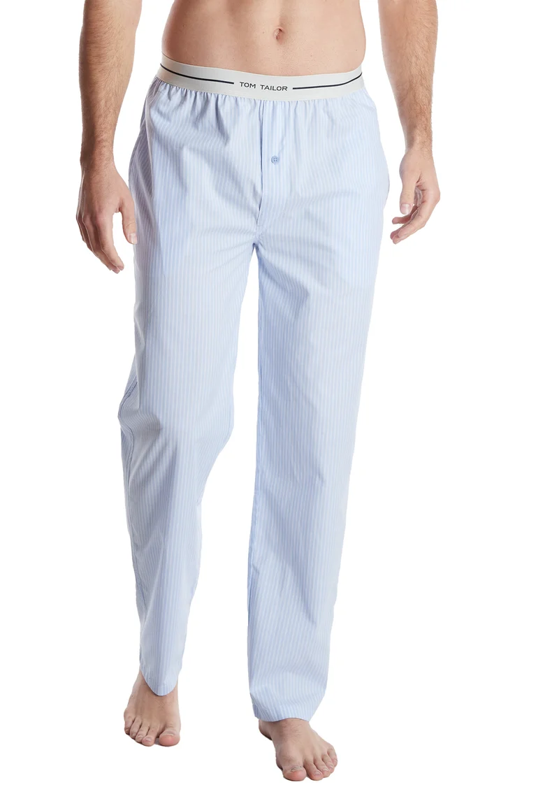 TOM TAILOR Pyjama Hose, lang blau-hell-Streifen