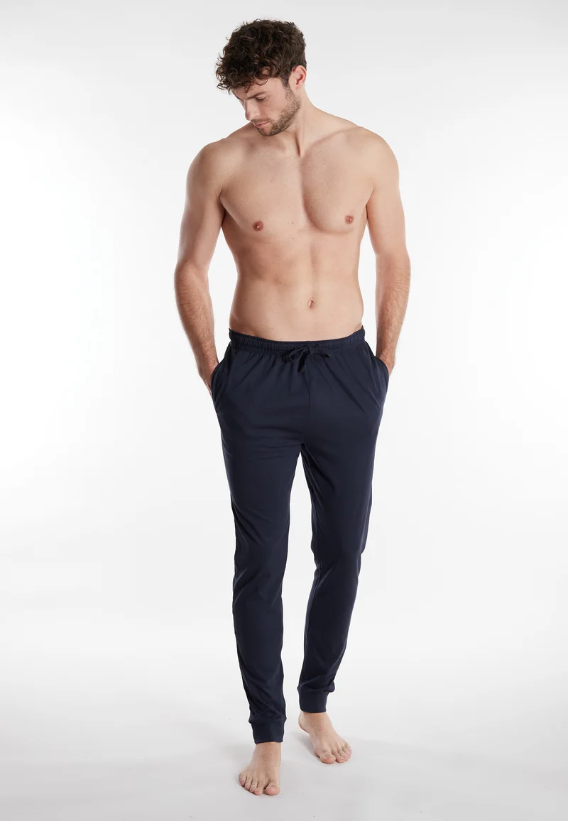 TOM TAILOR Pyjama Hose blau-dunkel-uni