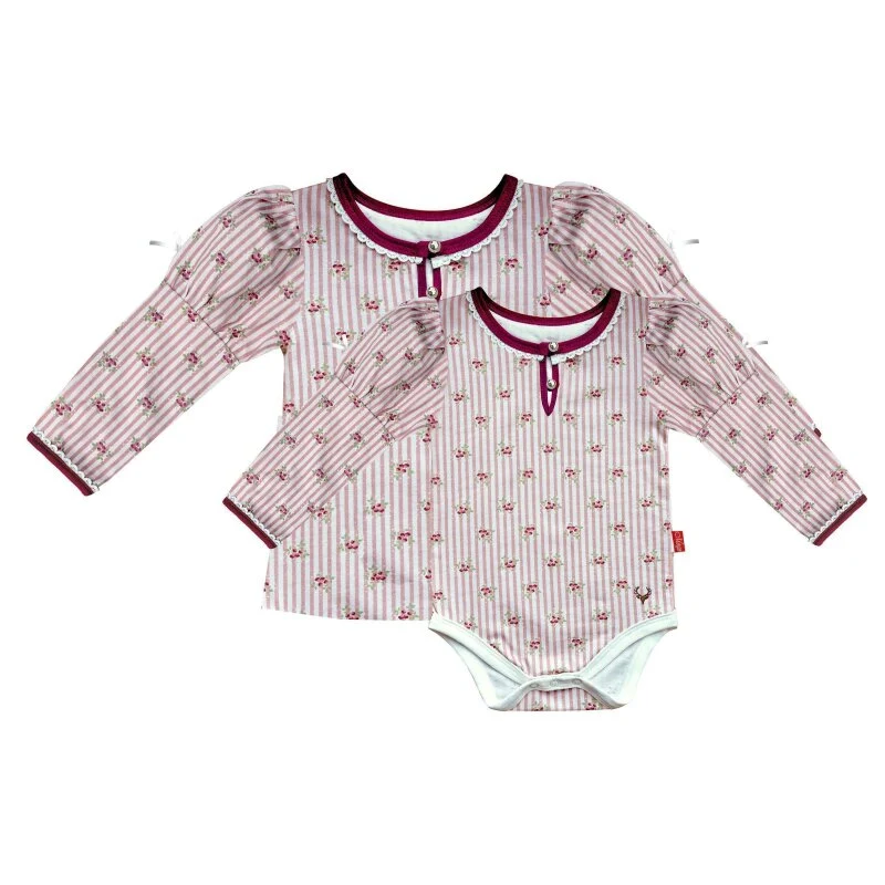 Kinderbody/shirt Biedermeier in rosa