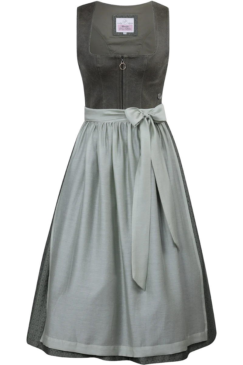 Mittellanges Dirndl mit veganem Leder-Mieder
