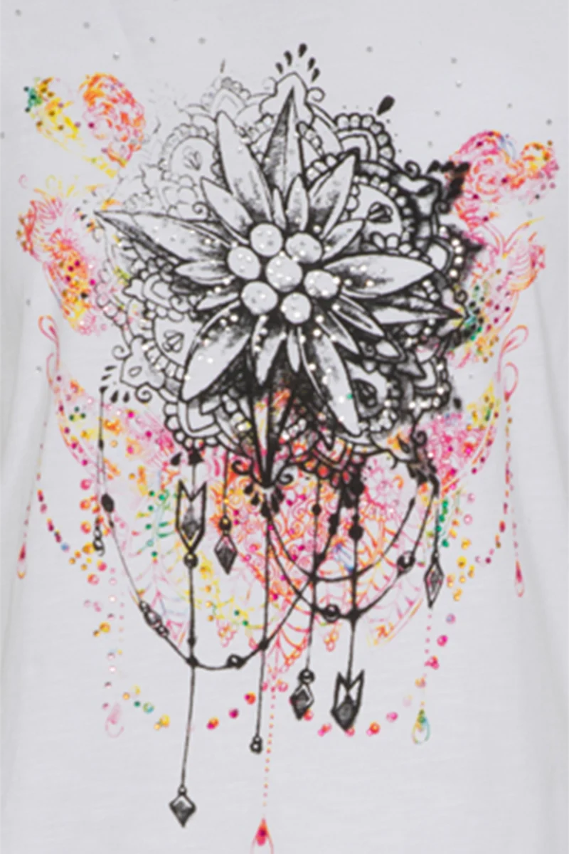 Damen Trachtenshirt mit Edelweiß-Traumfänger-Print