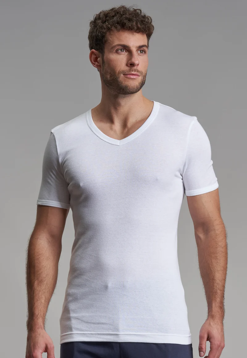 GÖTZBURG Shirt, 1/2, V-Ausschnitt 2er Pack weiss