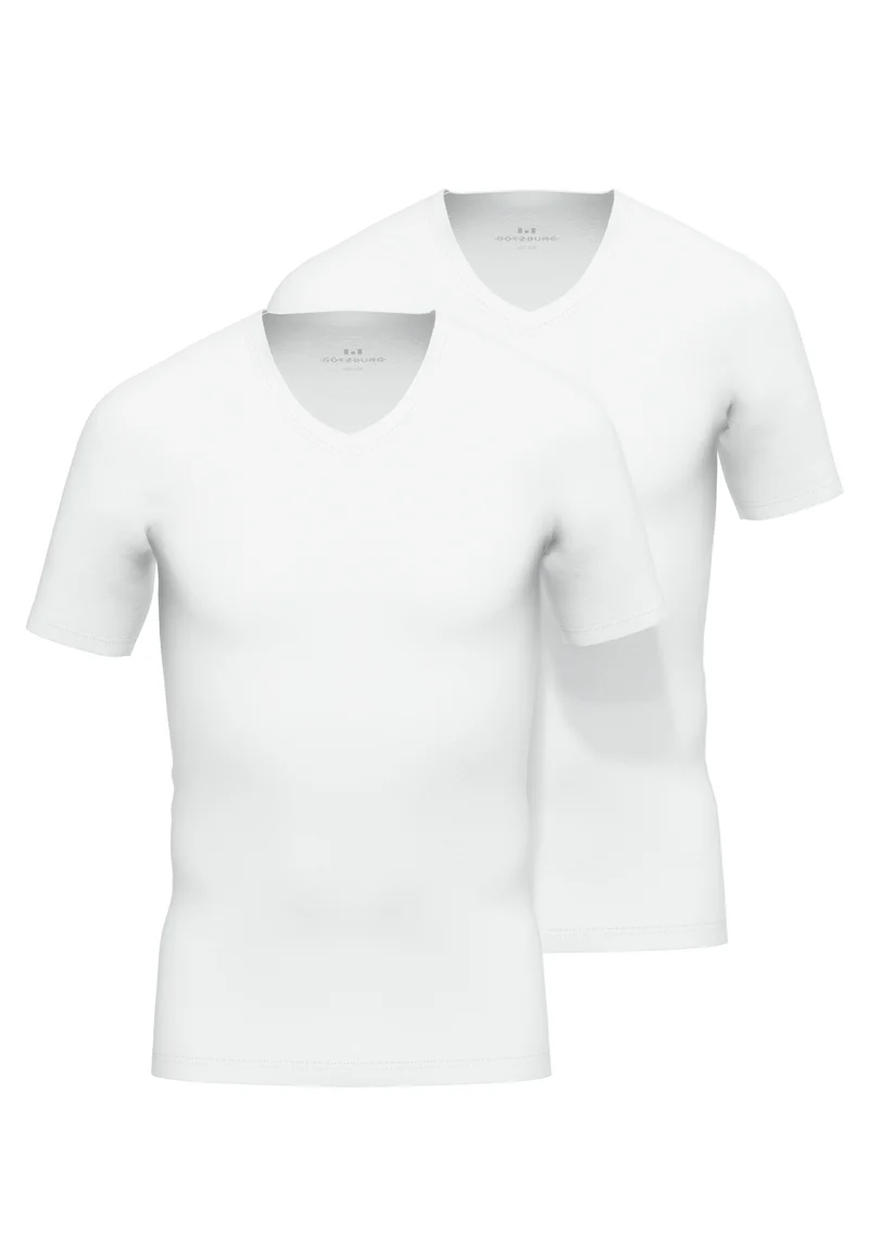 GÖTZBURG Shirt, 1/2, V-Ausschnitt 2er Pack weiss