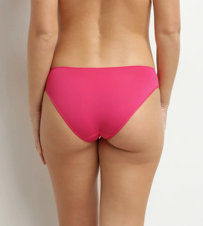 Slip aus Spitze und Netzstoff mit Blumenmuster in Fuchsia von Dim Féminine