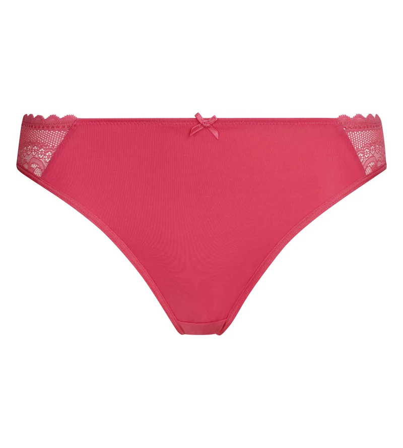 Slip aus Spitze und Netzstoff mit Blumenmuster in Fuchsia von Dim Féminine