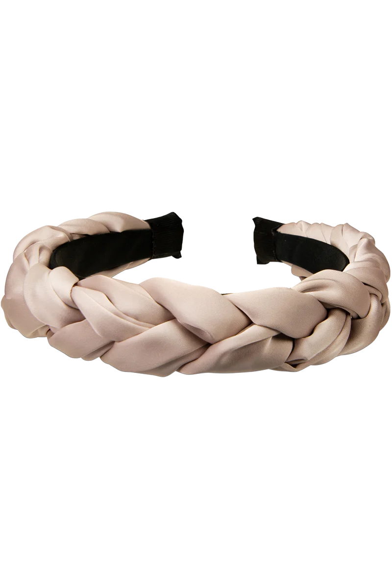Damen Satin-Haarreif mit Flechtdesign - grau
