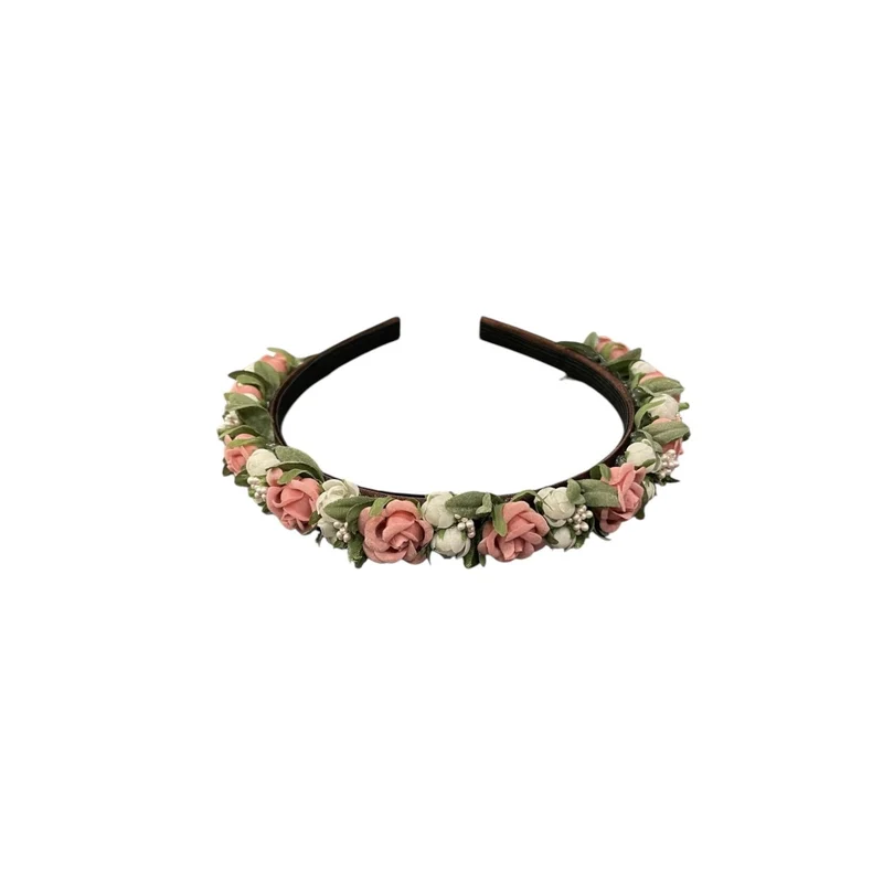 Haarreif schmal in rosa/weiss