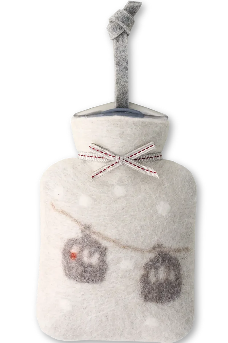 Mini-Wärmflasche aus Merinowolle mit Gondelmotiv - cashmere