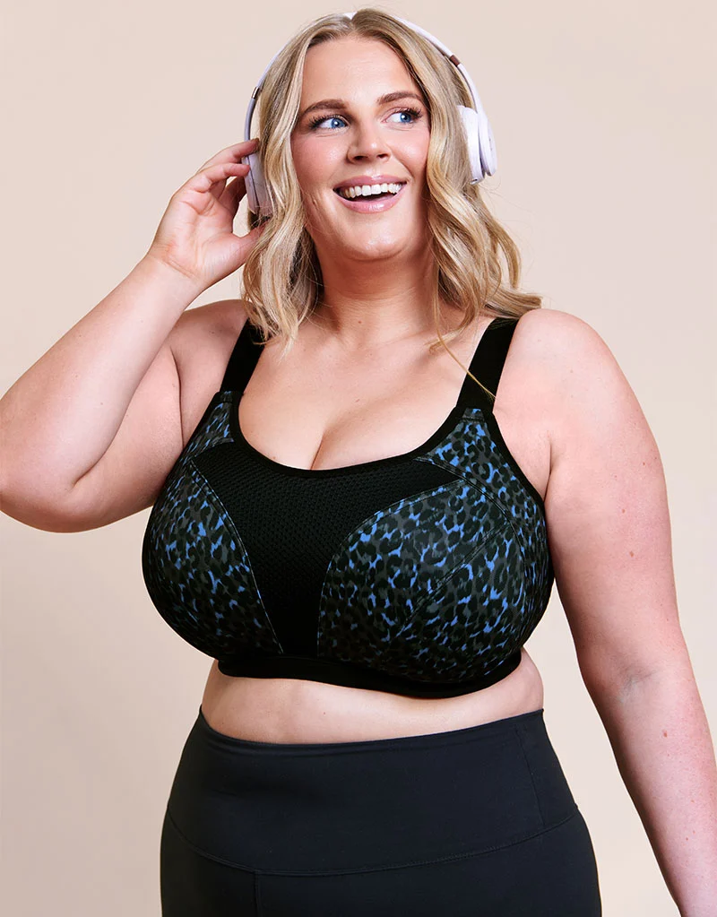 Curvy Kate Everymove Wired Multiway Sports Bra Black/Blue Print