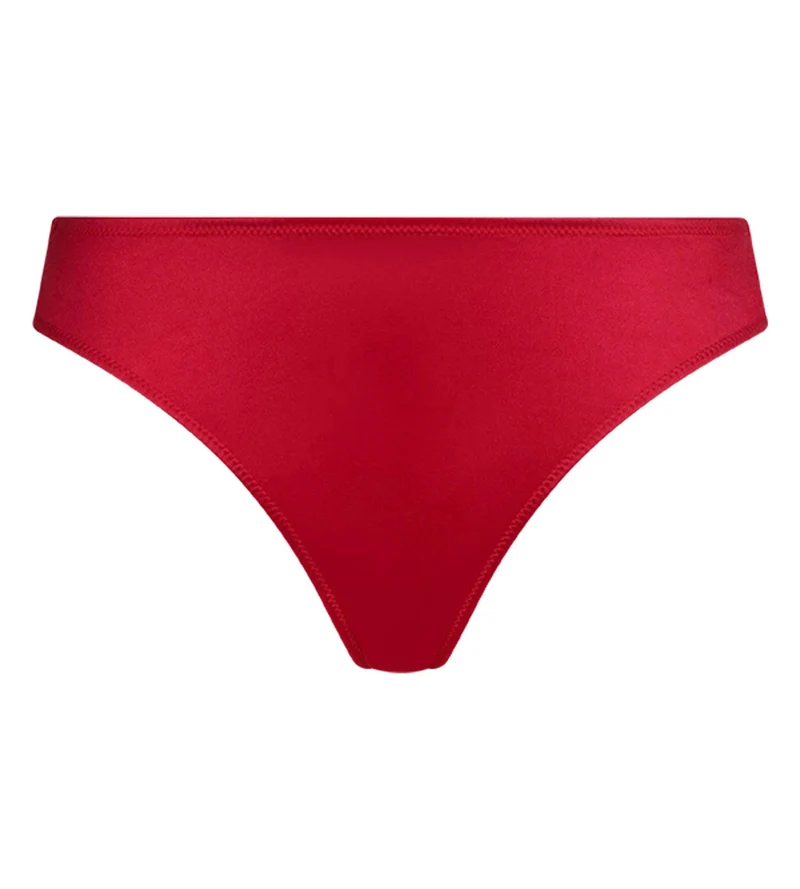 Brasilianischer Slip für Damen aus Satin und floraler Spitze in Rouge Chocolove