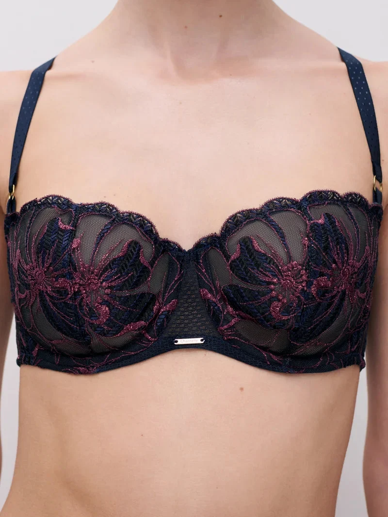 Chantelle – Fleurs Signature Balconette-BH mit Halbschalen, Sailing Blue Lurex
