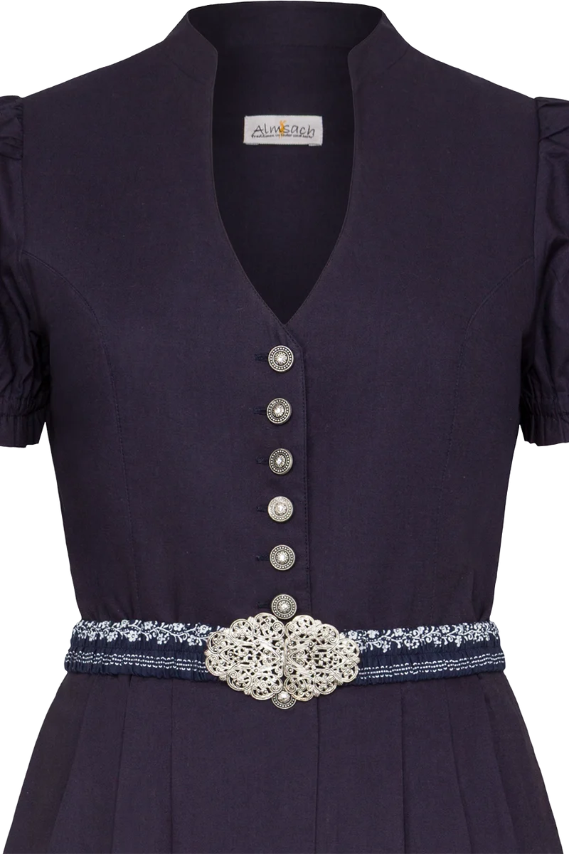 Midi-Trachtenkleid mit Schürze und Gürtel - dunkelblau
