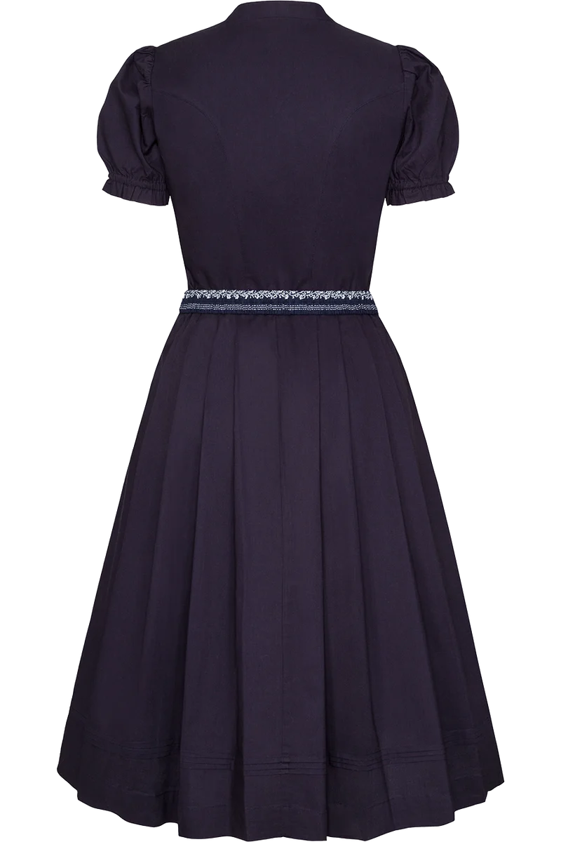 Midi-Trachtenkleid mit Schürze und Gürtel - dunkelblau
