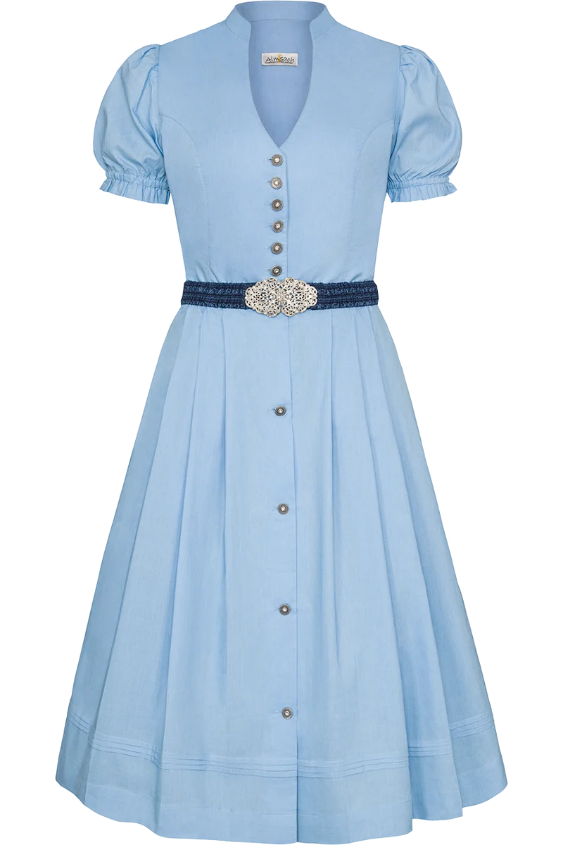 Midi-Trachtenkleid mit Schürze und Gürtel - dunkelblau