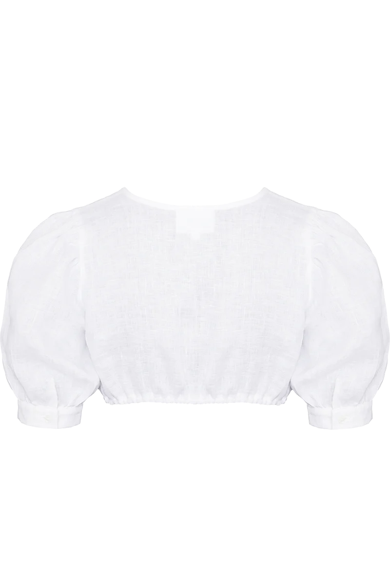 Leinen-Dirndlbluse mit Puffärmel