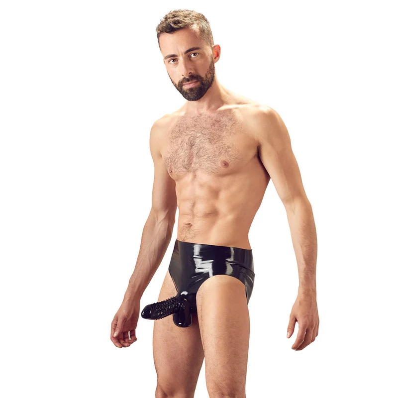 Latex Herren Slip M-XL mit genoppter Penishülle "Attention"