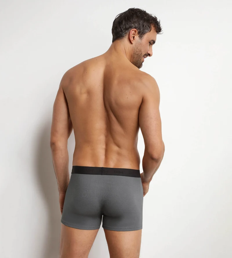 Herren-Boxershorts aus gerippter Modal-Baumwolle in Stahlgrau Dim Élégant