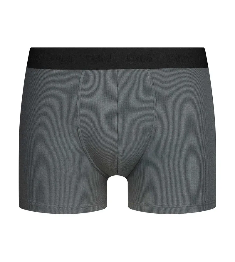 Herren-Boxershorts aus gerippter Modal-Baumwolle in Stahlgrau Dim Élégant